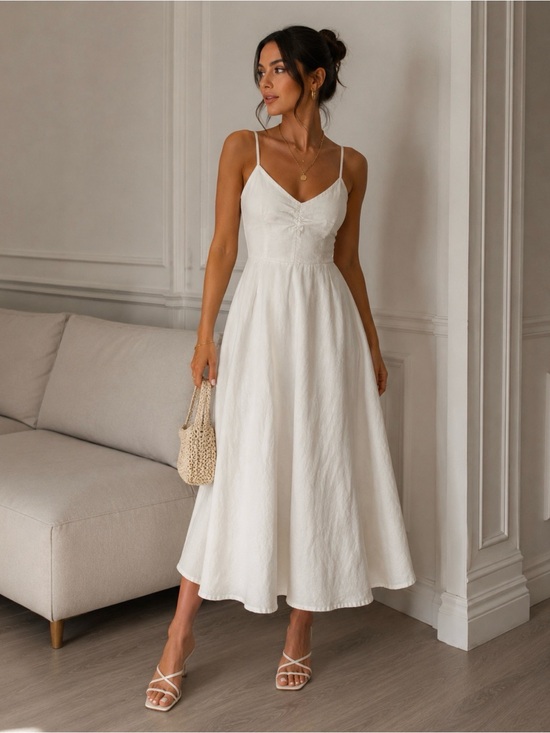GAP Other - GAP White Spaghetti-Strap Midi Dress